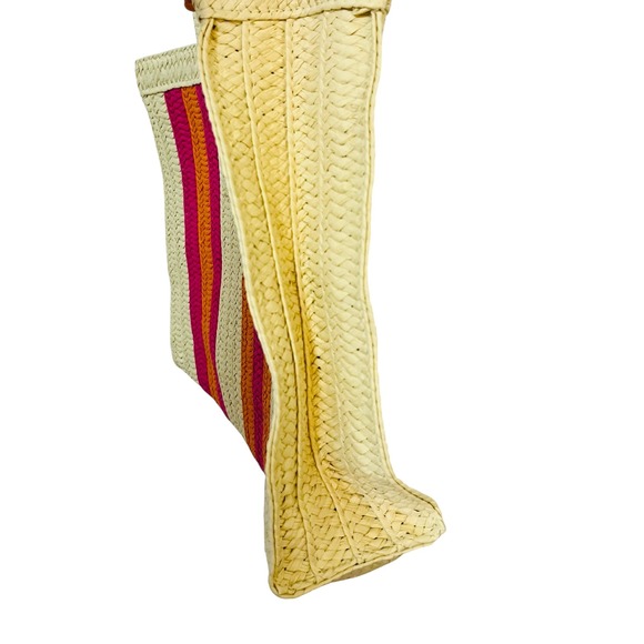 NEW Joe Fresh Straw Tote Bag Striped Pink Orange Beach Travel Shoulder Bag‎ - Picture 4 of 6